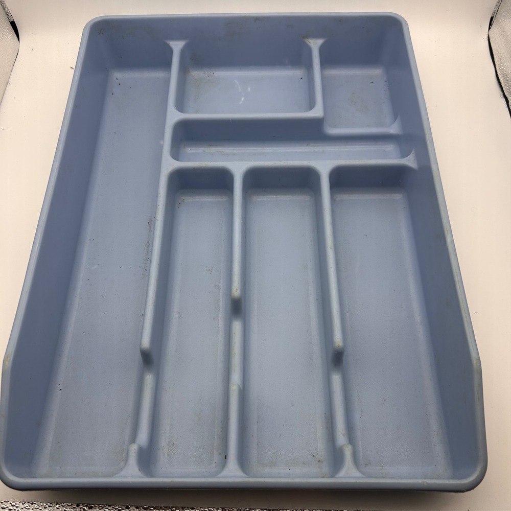 Rubbermaid 0521 Vintage Drawer Organizer Light Blue 7 Compartment Utensil Tray